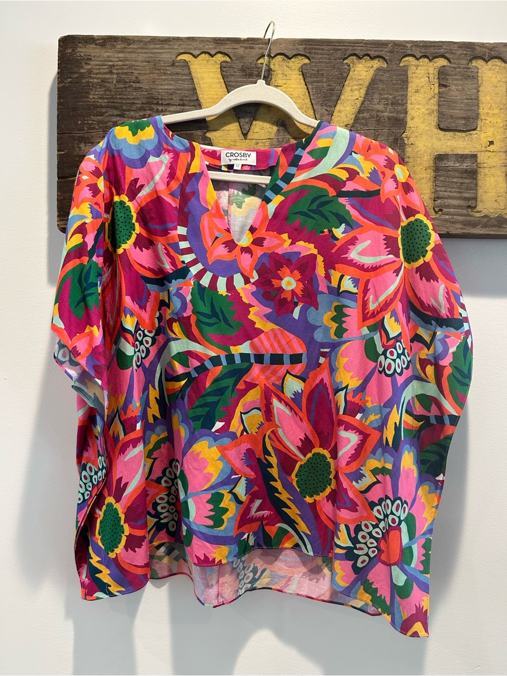 CROSBY by Mollie Burch Bright Pink Multi Floral V-Neck Tunic